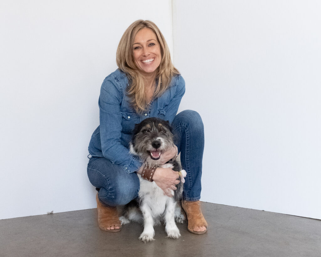 Kelly Williams with her studio dog greeter in Dallas photography session | About |