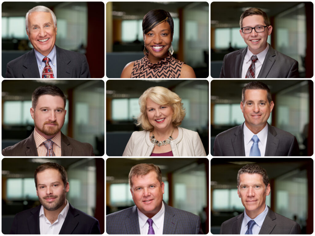 A diverse collage of professional corporate headshots for Dallas executives, featuring clean backgrounds and approachable expressions. | For Companies |