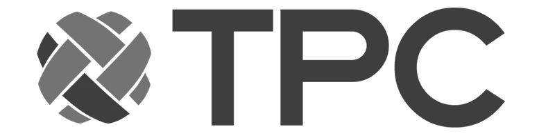 Abstract gray and dark gray logo with overlapping shapes on the left and a solid dark wordmark on the right.