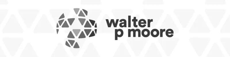 Walter P Moore logo featuring a geometric globe icon and the text 'walter p moore'